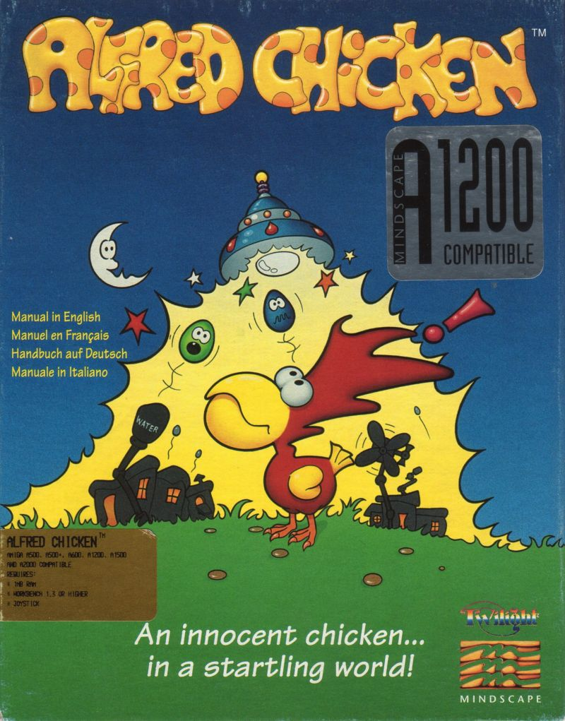 Alfred Chicken box art for Amiga